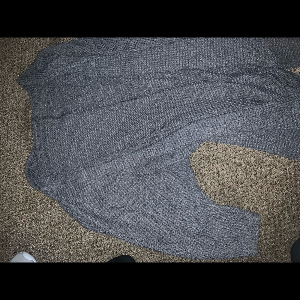Knit half sleeve open cardigan